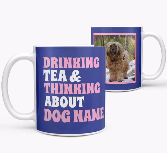 'Drinking Tea...' - Personalized {breedFullName} Photo Upload Mug